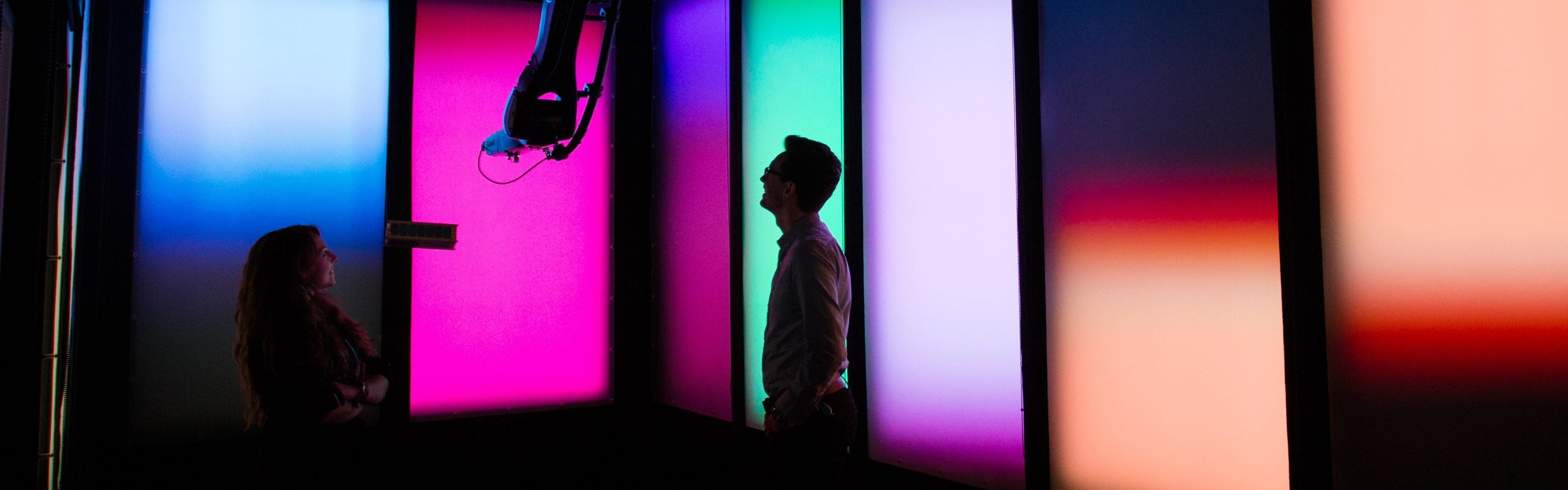 Person backlight with colors behind