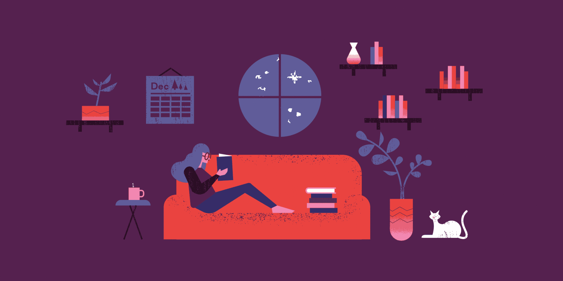 
Grab a warm drink and a cozy spot on the couch and dive into one of these books. | Illustration by Kevin Craft
