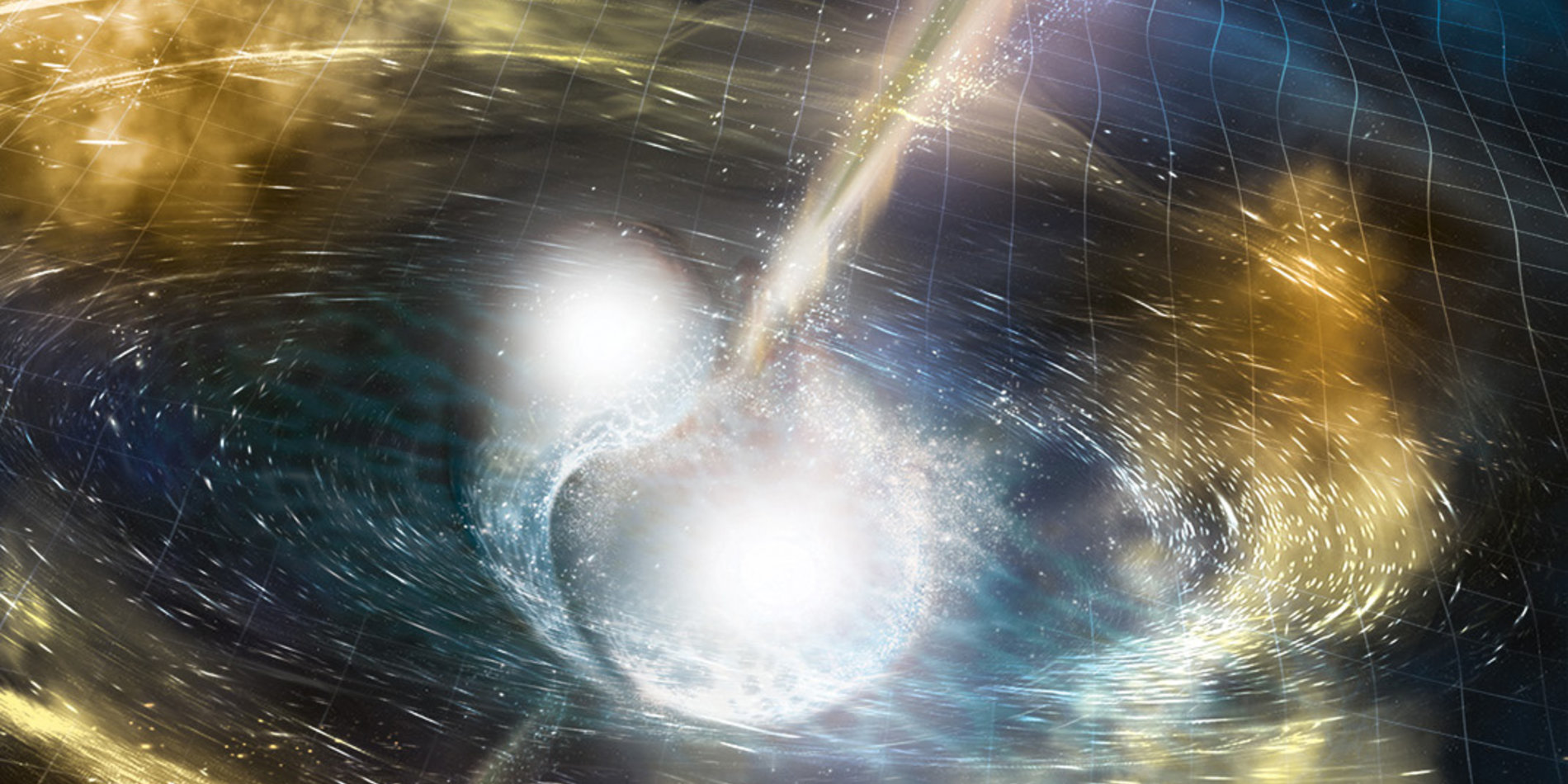 
An artist’s rendering of two merging neutron stars. | Image by NSF/LIGO/Sonoma State University/A. Simonnet