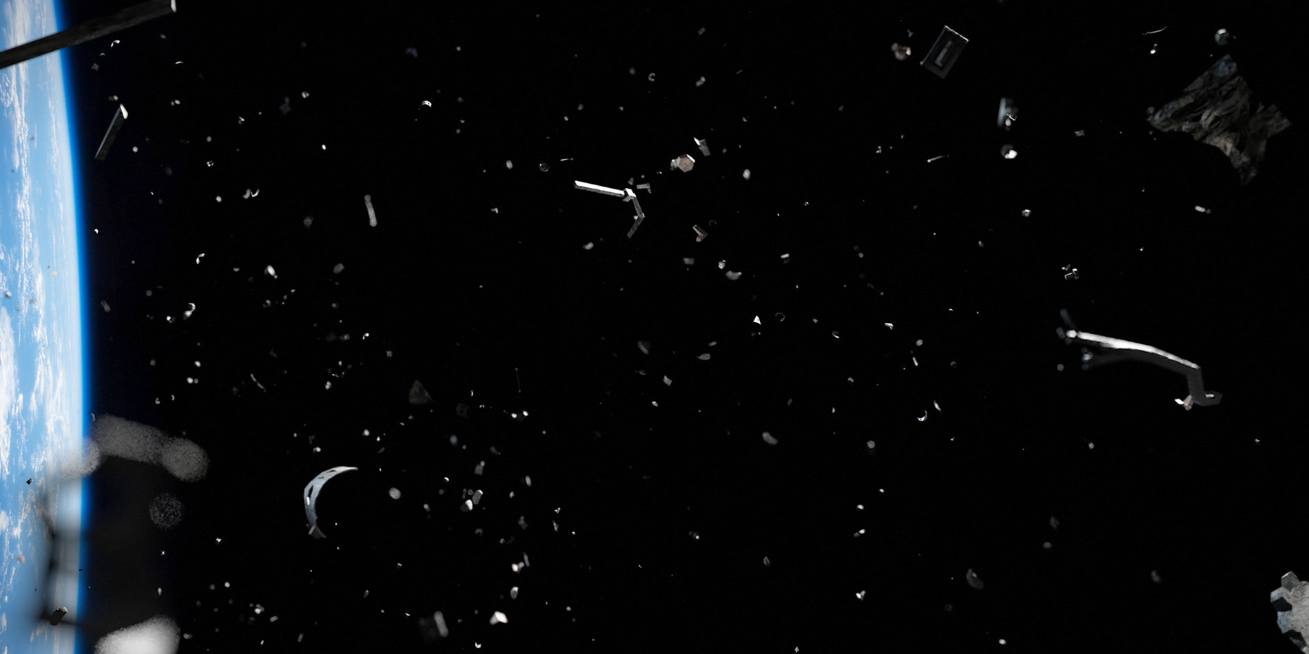 
An artist’s interpretation of space trash objects orbiting the Earth | Adobe Stock/dottedyeti