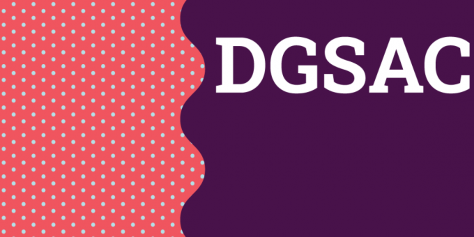 Red and purple background with the words DGSAC on top