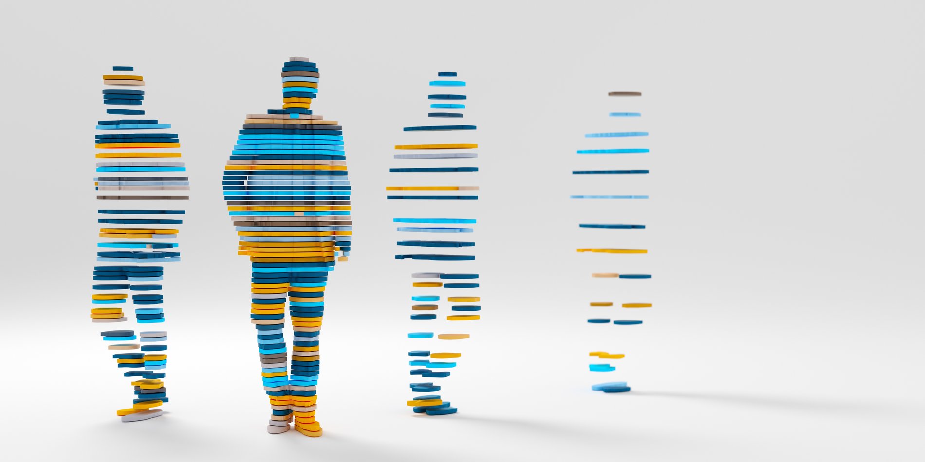 Illustration of human silhouettes as digital graphics 