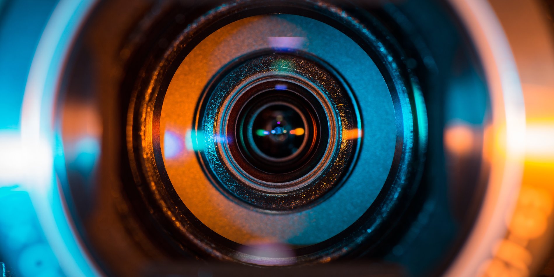 Close up image of a camera lens.