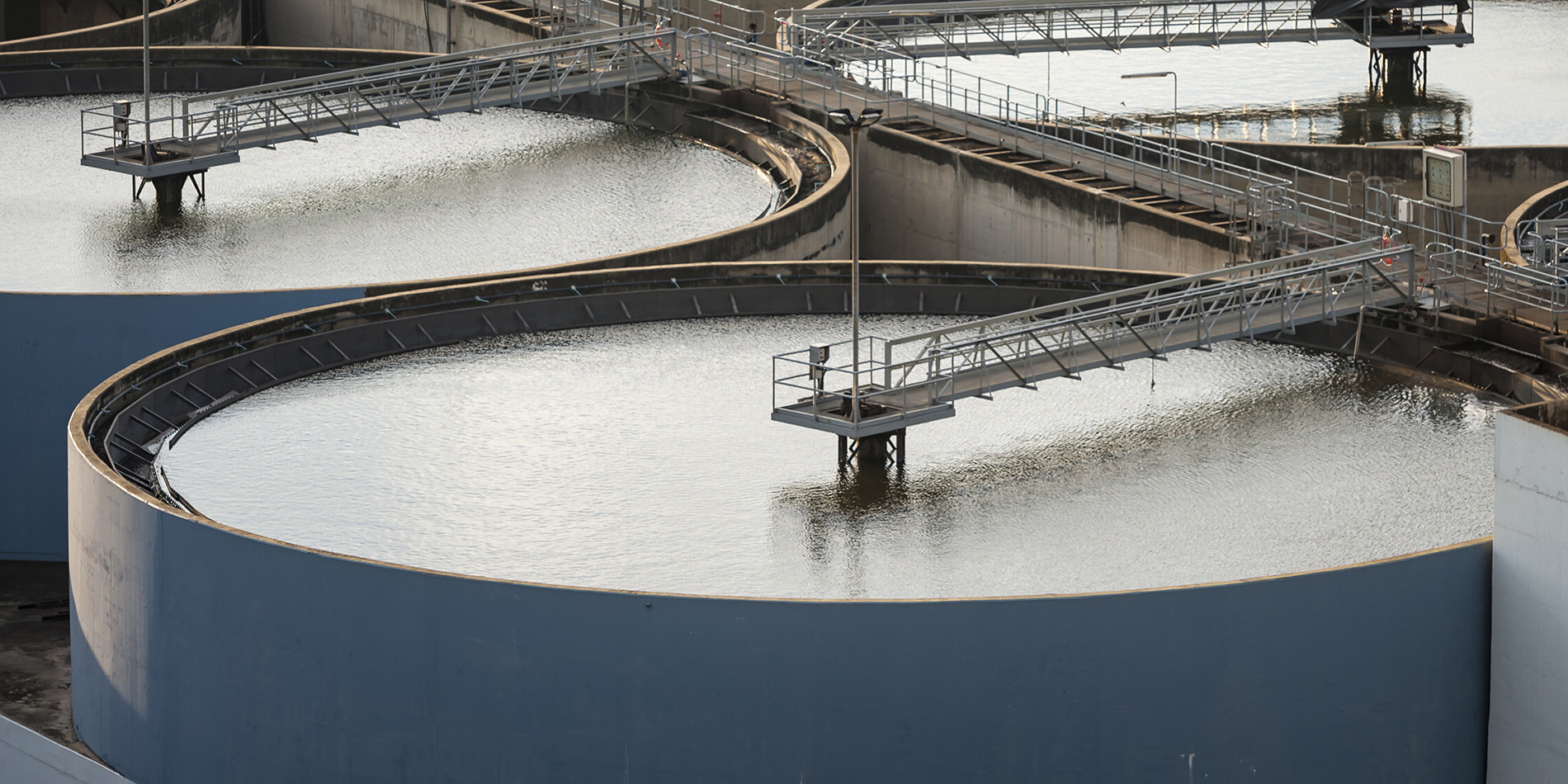 Photo of a modern urban wastewater treatment plant.
