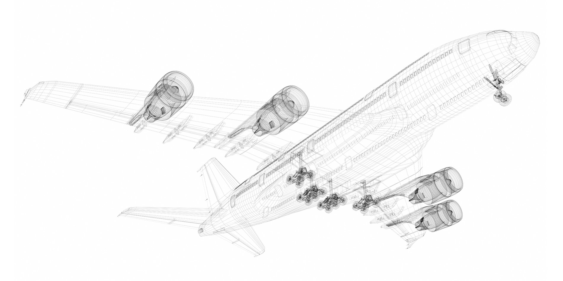 3D architectural sketch of a jet plane.