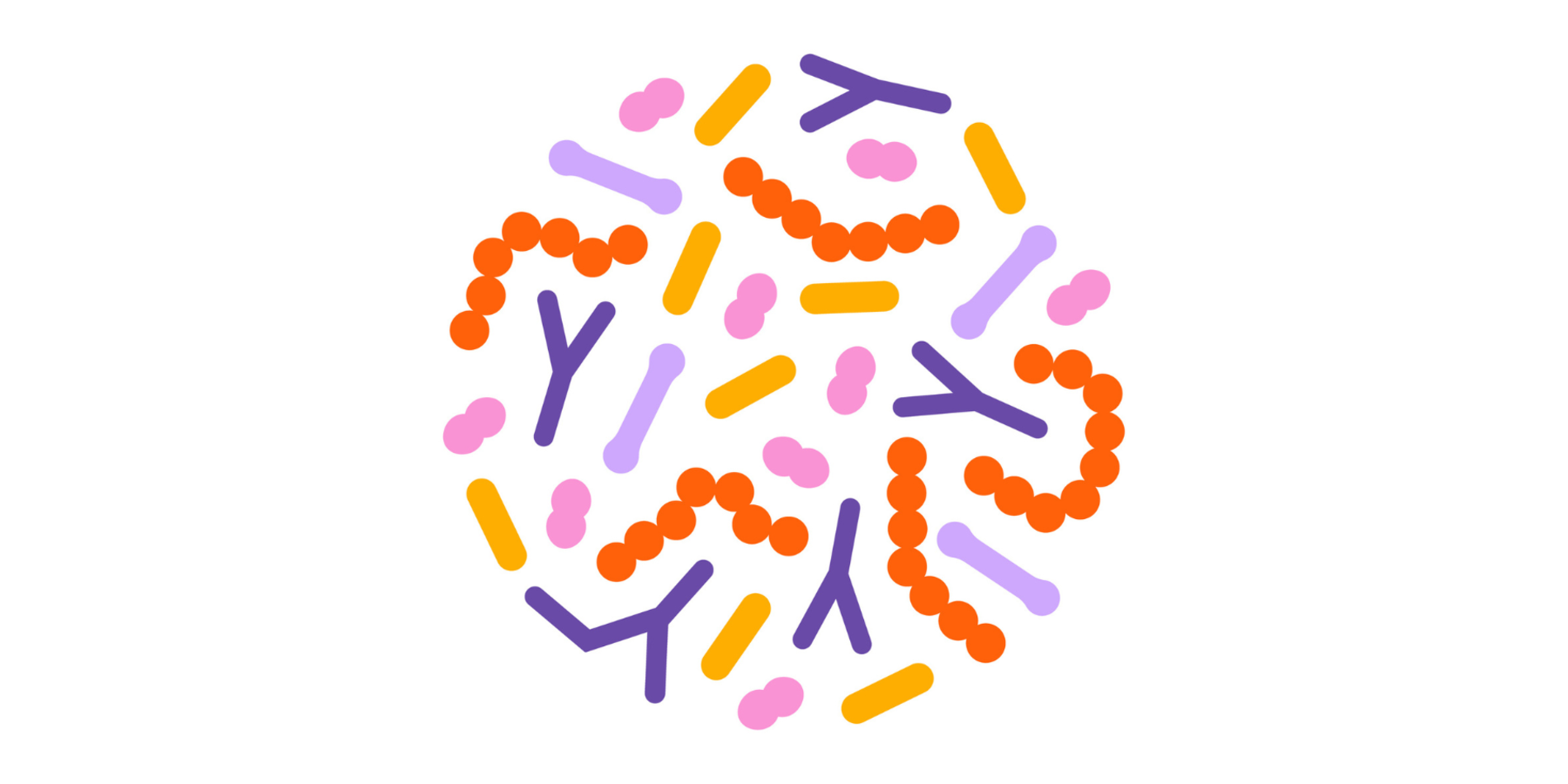 Illustration of probiotic bacteria in a circle.