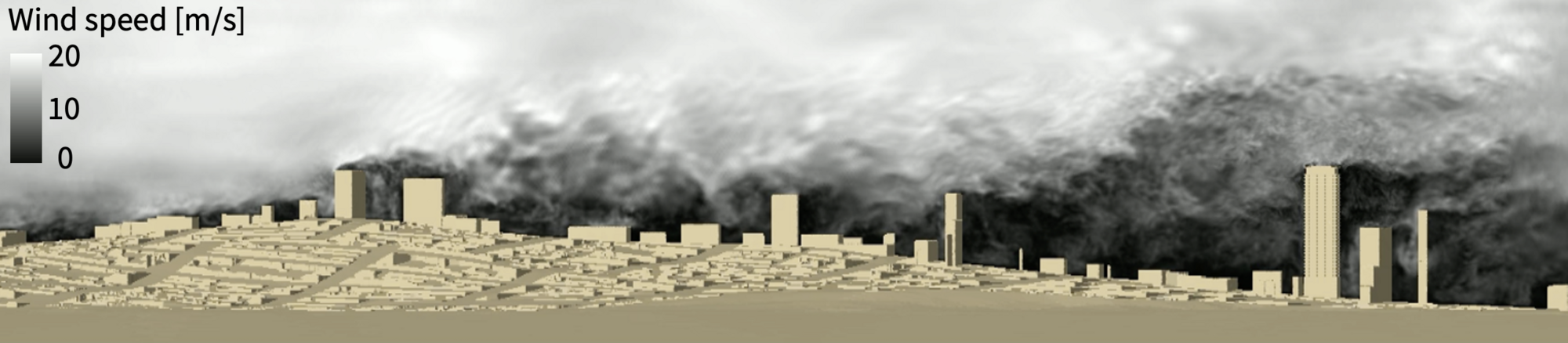 Wind simulation over San Francisco buildings.